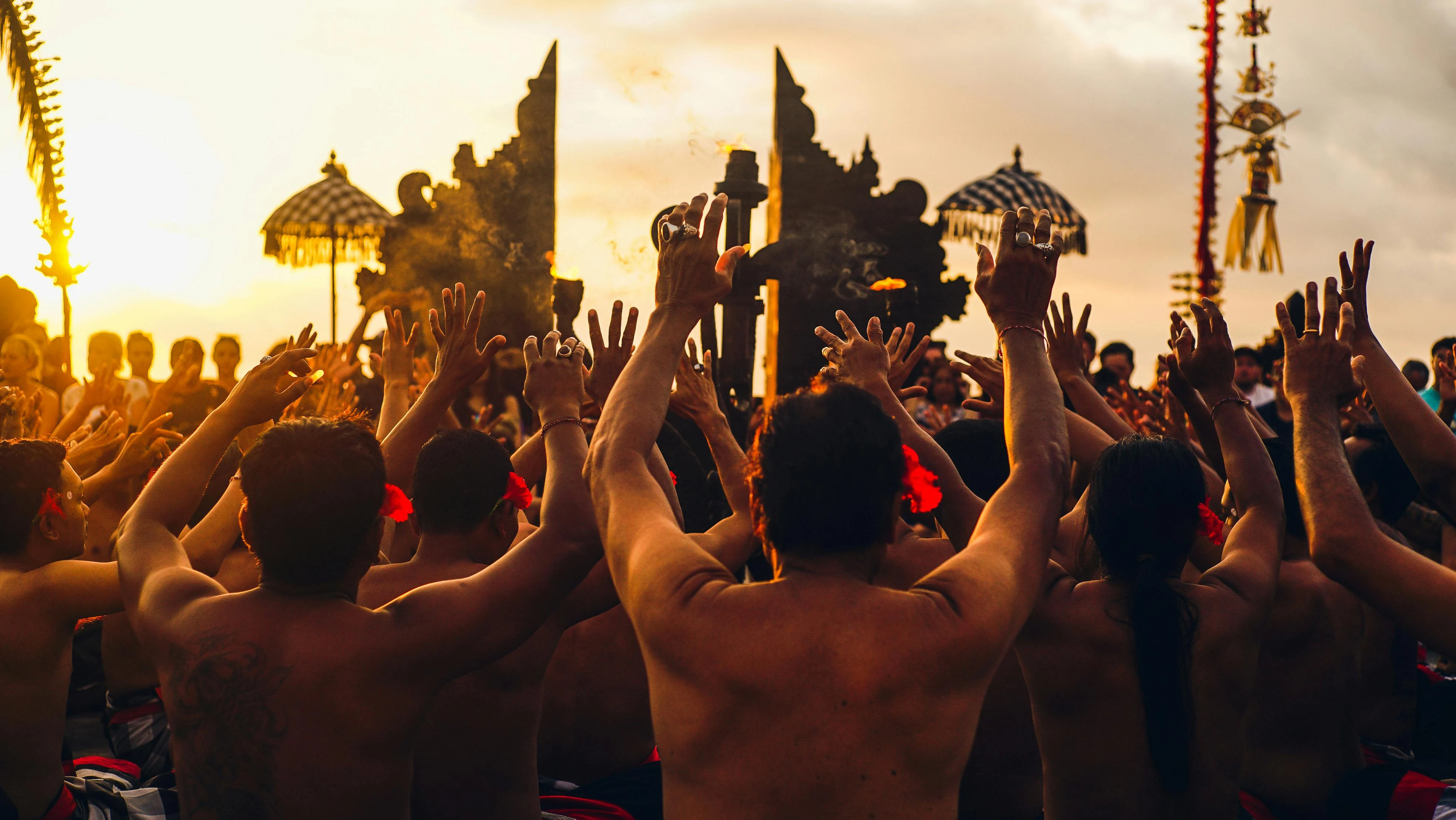 kecak dance with sunset view