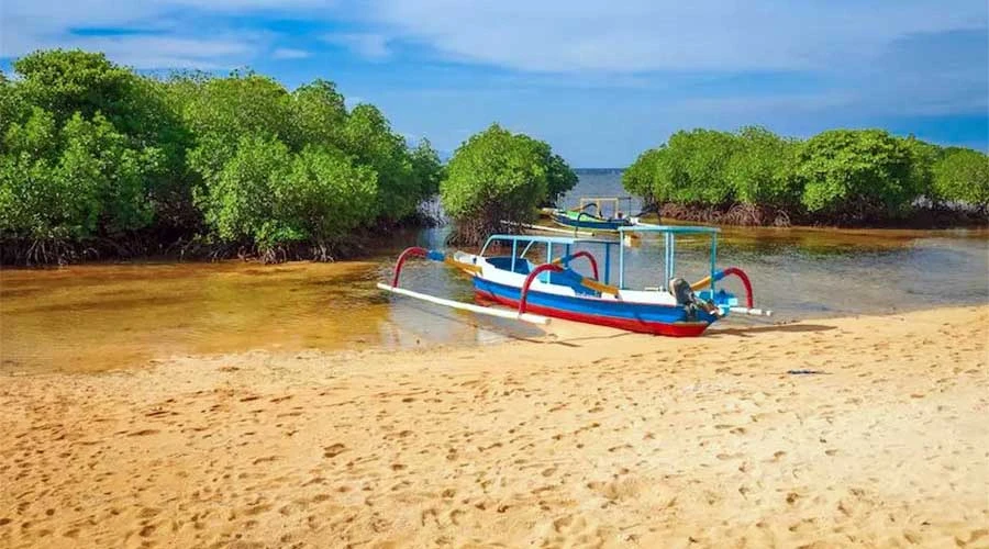 traditional boat view at mangrove point lembongan island