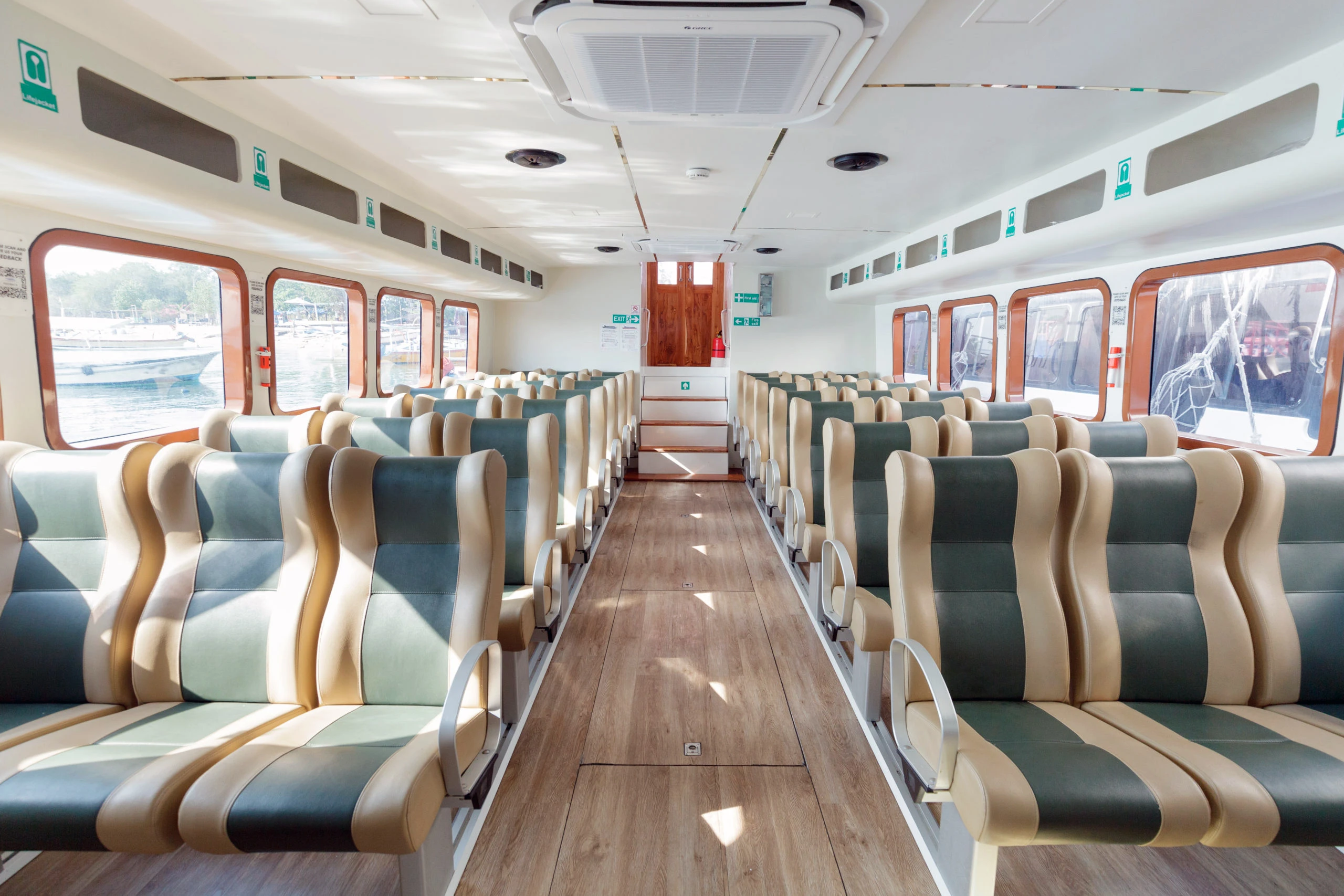 the comfortable blue water express interior view