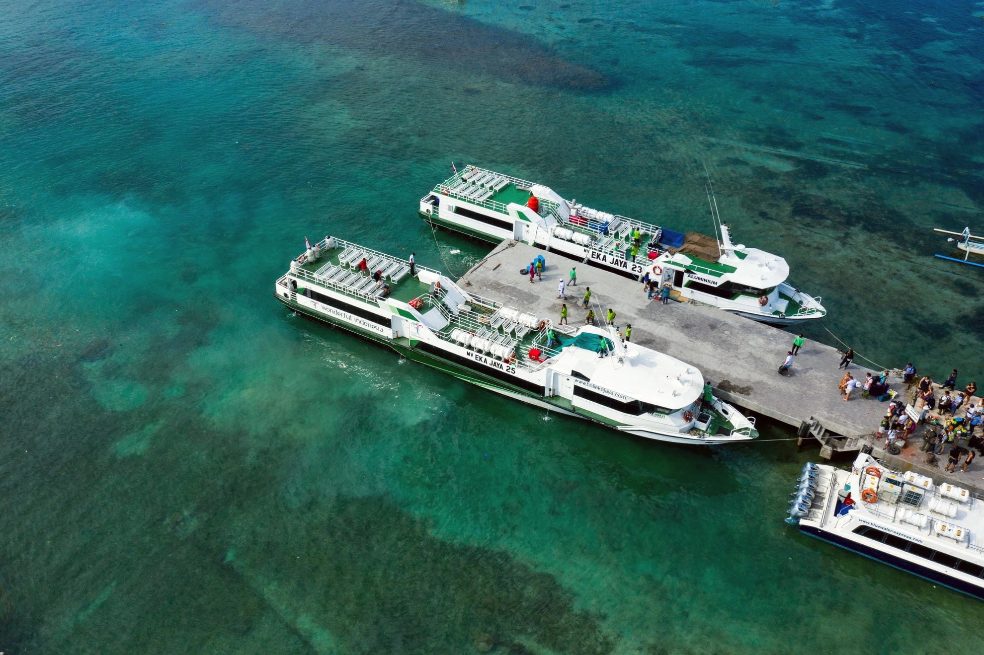 eka jaya fast ferry view from drone capture